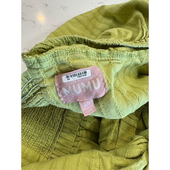 Show Me Your Mumu Pear Green Gabrielle Tie Front Midi Dress - Picture 3 of 6